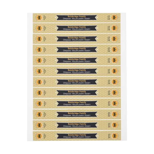 Svart banderoll Golden Honung Burk Lid Security La Etikettband (Ark)