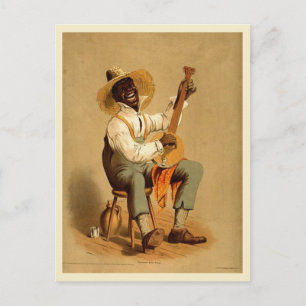 Svart banjo-spelare från 1910-talet vykort
