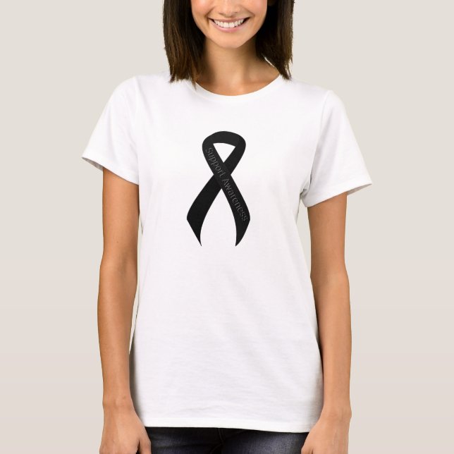 Svart banons supportmedvetenhet tee shirt (Framsida)