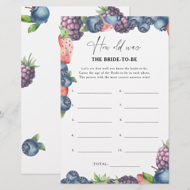 Svart bär - Hur gammal var bruden? (Fram/baksida)