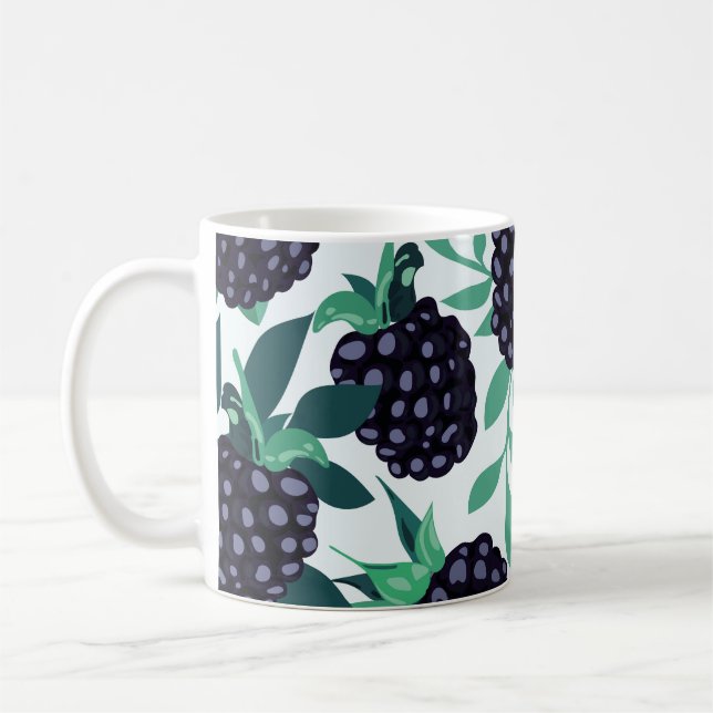 Svart Bär Tropisk: Fruktsömlös Mönster Kaffemugg (Vänster)