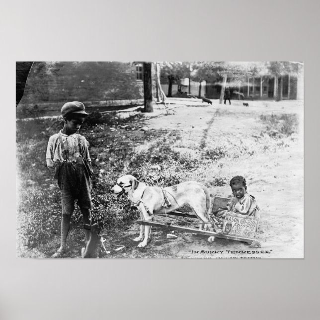 Svart barn med ritat fotografi av Hund Poster (Framsidan)
