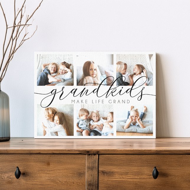 Svart | Barnbarn Make Life Grand Photo Collage Canvastryck (Skapare uppladdad)
