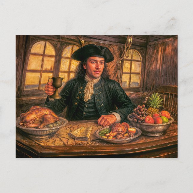 Svart Bart Piratvärdshus Porträtt Vykort (Framsida)