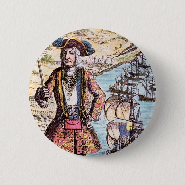 Svart Bartfärgporträtt Knapp (Framsida)