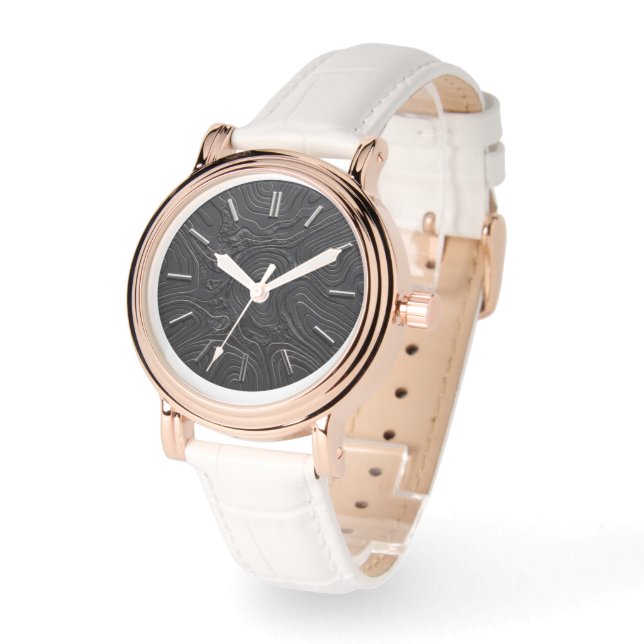 Svart Basalt-stil Urskiva Armbandsur (Vinkel)