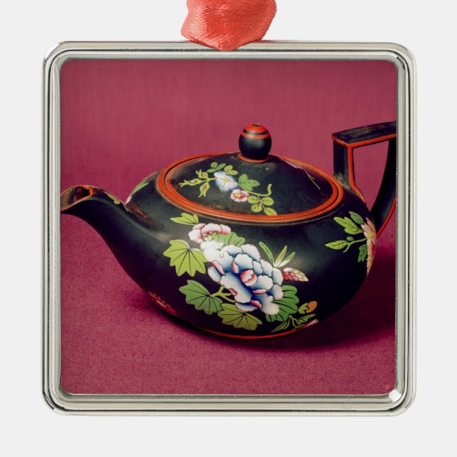 Svart basalttekanna julgransprydnad metall (Framsidan)