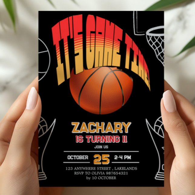 Svart basketbirthdayinbjudan inbjudningar (Skapare uppladdad)