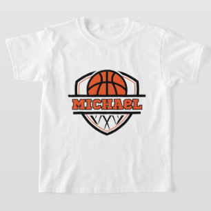 Svart basketboll för coola Orange Sports Kids T Shirt