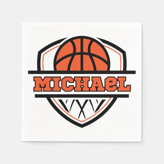 Svart basketsport för coola Orange Pappersservett (Framsidan)