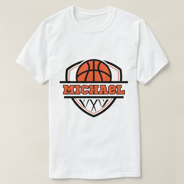 Svart basketsport för coola Orange T Shirt (Design framsida)