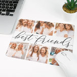 Svart | Bästa vänner Foto Collage Mouse Pad Musmatta<br><div class="desc">Fira vänskapen med dina besties med den här coolan fotosamlingspumad som innehåller 6 favoritfoton,  med "bästa vänner" i mitten i en svartfärgad calligraphy-skript.</div>