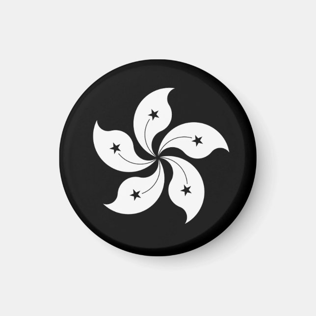 Svart Bauhinia-flagga Magnet (Framsidan)