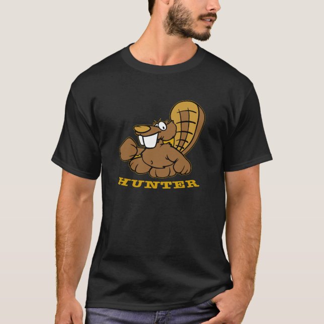 Svart bäverjägare t-shirt (Framsida)