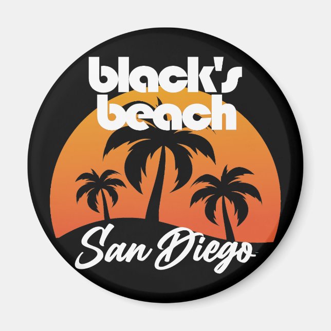 Svart Beach,San Diego Magnet (Framsidan)