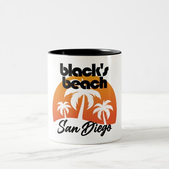 Svart Beach,San Diego Två-Tonad Mugg (Center)