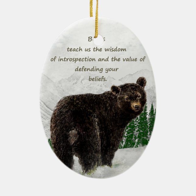 Svart Bear Animal totem Inspirational Spirit Guide Julgransprydnad Keramik (Baksidan)