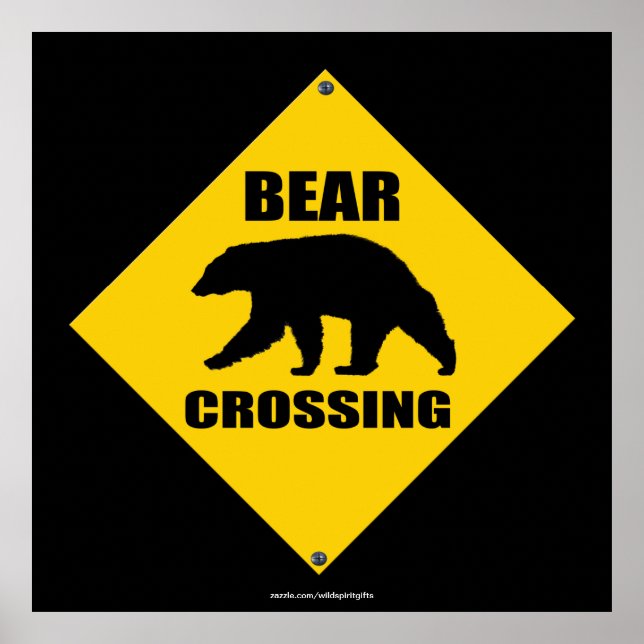 Svart Bear CROSSING XING Road Sign Art poster (Framsidan)