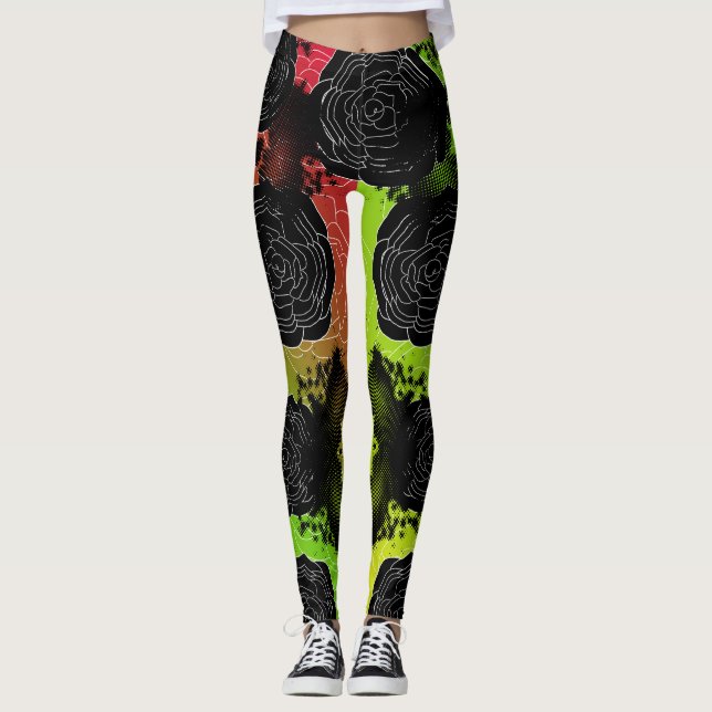 Svart befläckte Ro-Rasta Leggings (Framsida)