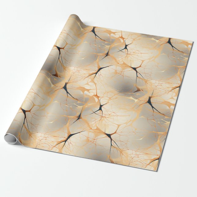 Svart & Beige Abstrakt Presentpapper (Utrullad)