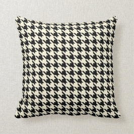 Svart Beige Krämfärgad Pied De Poule Houndstooth Kudde