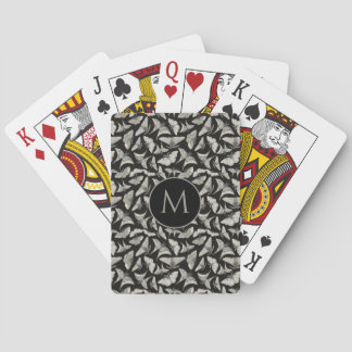Svart beige mönster med monogrammerad mal fjäril casinokort