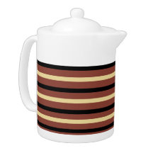 Svart, Beige och Brown Stripe-Tekanna