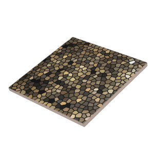 Svart, beige och brun mosaik kakelplatta
