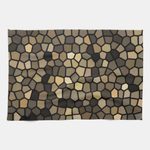 Svart-, beige- och bruntmosaik kökshandduk
