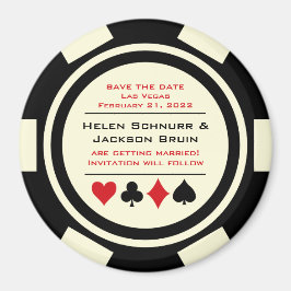 Svart Benvit Poker Chip Casino Spara datum Magnet