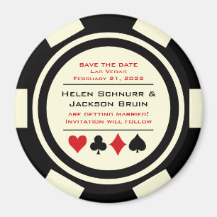 Svart Benvit Poker Chip Casino Spara datum Magnet