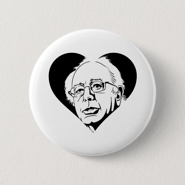Svart bernie sanders hjärta knapp (Framsida)