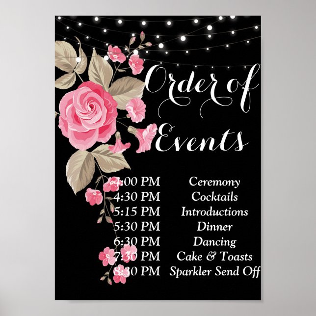 Svart beställning av Whimsiing String Ljus Poster (Framsidan)