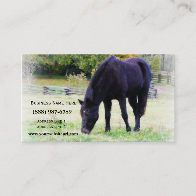 Svart beta för häst visitkort (Framsida)