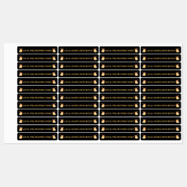 Svart Bihonung Etikett Metallisk Guld Text