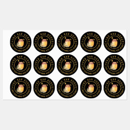 Svart Bihonung Etikett Metallisk Guld Text