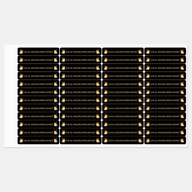 Svart Bihonung Etikett Metallisk Guld Text (Ark)