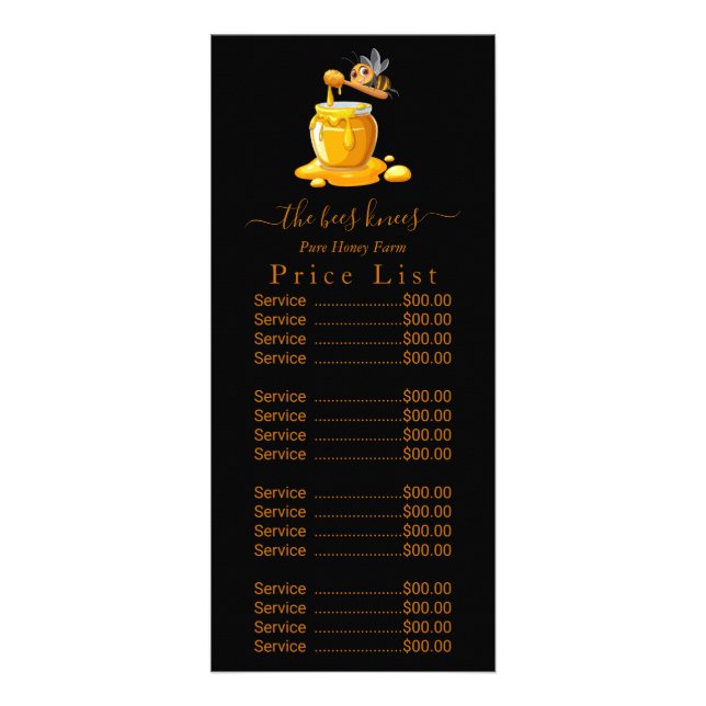 Svart Bihonung Etikett Metallisk Guld Text Reklamkort (Framsidan)