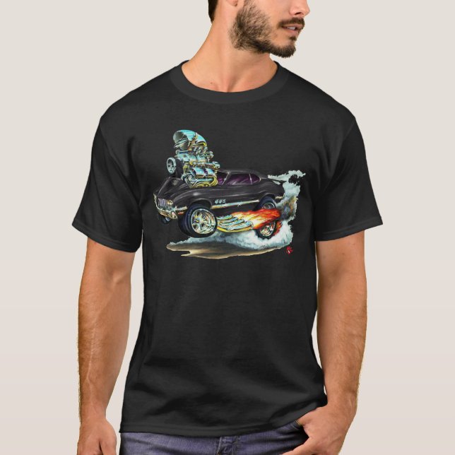 Svart bil 1970-72 för Oldsmobile Cutlass 442 T Shirt (Framsida)
