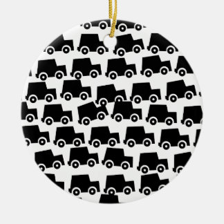 Svart bilar julgransprydnad keramik