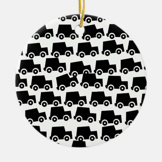 Svart bilar julgransprydnad keramik (Framsidan)