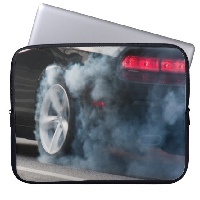 Svart bilbrännare laptop sleeve (Framsidan)