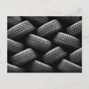 Svart bildäck vykort