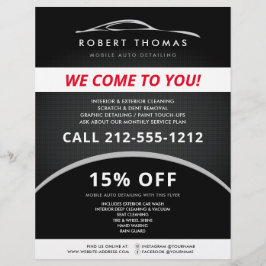 Svart Biltvätt, Bilreparation, Billamning Flyer