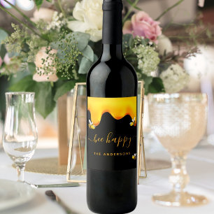 Svart bin lycklig humla honungsmonogram (söthonung