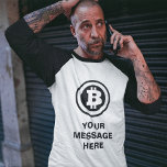 Svart bitcoin Logotyp Anpassningsbar Symbol Messag T Shirt<br><div class="desc">Lägg till ett eget slogan- eller anpassningsbar-meddelande till den här grafiktestet med en Bitcoin-logotyp i svart med texten nedan i motsvarande svarta text.</div>