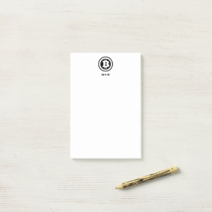 Svart bitcoin Logotyp Symbol Monogrammed Post-it Block