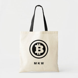 Svart bitcoin Logotyp Symbol Monogrammed Tygkasse