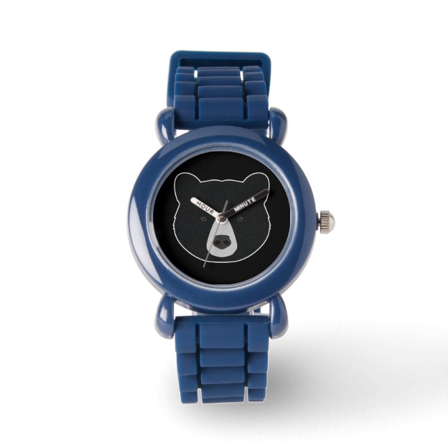 Svart Björn Ansikte Armbandsur (Framsida)