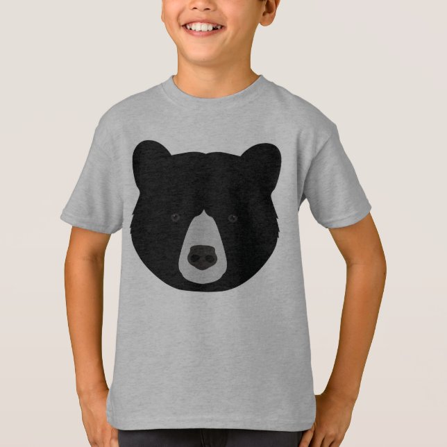 Svart Björn Ansikte Tee Shirt (Framsida)